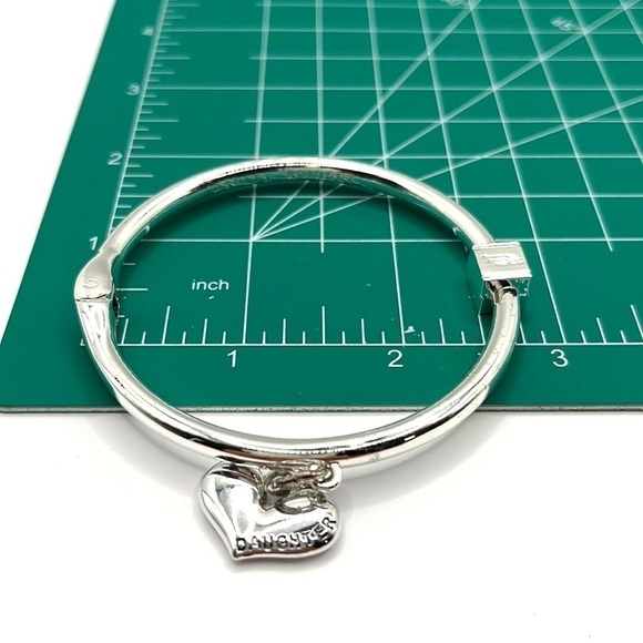 AB Daughter  LOVE Heart ❤️ Charm Bracelet Silver Tone clamper hinged closure - Picture 9 of 9
